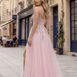Spoločenské šaty Candy Pink s 3D kvetmi